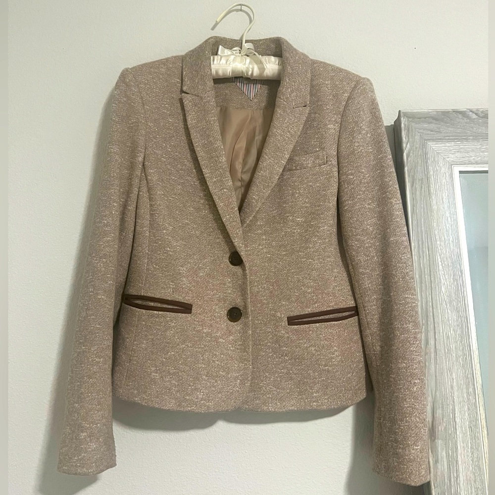 || TOMMY HILFIGER TAN BLAZER || ELBOW PATCH JACKET ||